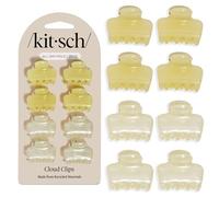 Kitsch Small Hair Clips - Secure Hold For Styling & Makeup | Glossy Recycled Plastic Hair Accessories For Women | Cute Hair Clips For Daily Use - Pearlized Cream & Butter Yellow, 8pc