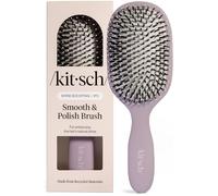 Kitsch Smooth & Polish Brush for All Hair Types - Soft Violet | Dual Bristle Detangler Brush, Shine & Frizz Control, Vegan Boar & Nylon Hair Brush with Cushioned Pad for Scalp Massage