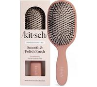 Kitsch Smooth & Polish Hairbrush - Dual Bristle Detangle Hair Brush, Shine & Frizz Control - Vegan Boar & Nylon Hair Brush w/Cushion Pad for Scalp Massage - Hair Care Tool for All Hair Types -Terra