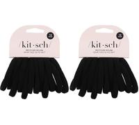 Kitsch Soft Nylon Hair Ties No Damage 12pcs - Black (Pack of 2)