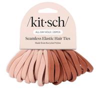 Kitsch Blush 20pcs Hair Ties No Damage - Strong Stretchy Hairbands & Hair Bobbles - Soft Nylon Hair Elastics, Snag-Free Rubber Bands for Updos & Braids