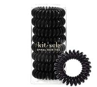 Kitsch Spiral Hair Ties for Women - Creaseless and Dent-free Coil Hair Ties | No Damage, Phone Cord Coils | Made of Flexible and Durable Plastic | Ideal for Daily Use - 8pcs (Black)