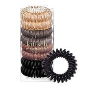Kitsch Spiral Hair Ties - Waterproof Hair Ties No Damage, Plastic Spiral Hair Bands for Teens, Stylish Hair Spirals & Hair Band Spiral for Girls, Spiral Hair Tie & Hair Coil Bands, 8 Pcs (Brunette)