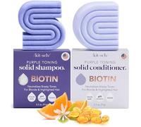 Kitsch Toning Purple Shampoo & Conditioner Bar Set For Blondes & Color Treated Hair - With Biotin for Strengthening & Neutralizing Brassy Tones - Vegan, Silicone & Sulfate Free - 2pcs