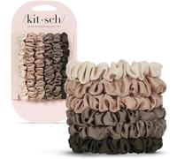 Kitsch Satin Scrunchies for Women - No Crease Hair Ties for Girls | Scrunchies For All Hair Types and Textures, Perfect for Day or Night - 6 Pcs, Eucalyptus