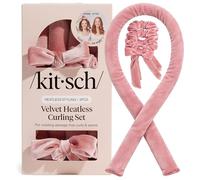 Kitsch Velvet Heatless Curling Set - Heatless Curls Overnight - Comfortable No Heat Hair Curlers With Two Velvet Scrunchies to Sleep In for Frizz-Free & Non-Damage Styling - Terracotta