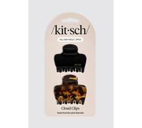Kitsch Medium Claw Clips for Women - Strong Hold & Stylish Glossy Puffy Design Hair Accessories | Ideal for Girls and Women with Thick & Thin Hair, Half-Up or Full Updos - 2pc Set, Black & Tort