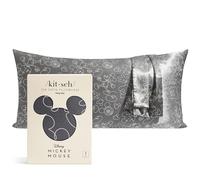 Kitsch x Disney Mickey Mouse Satin Pillowcase with Zipper Softer Than Silk, Cooling Pillow Case for Hair & Skin, Wrinkle-Free, Machine Washable, King Size (19x36)