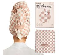 Kitsch XL Microfiber Hair Towel Wrap for Women - Microfiber Towel, Super Absorbent, Quick Dry, Anti-Frizz - for Long and Short Hairs, Turbans for Women, Wet and Curly Hair Wrap - Terracotta Checker