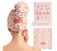 Kitsch XL Microfiber Hair Towel Wrap for Women - Ultra Absorbent Microfiber Towel for Wet, Curly, Long or Short Hair - Quick Dry, Anti-Frizz Hair Wrap - Cherry Print, 40x24 inches