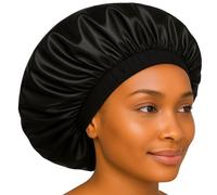 Kitsch XL Satin Bonnet for Sleeping, Black, One Size-XL