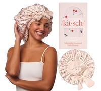 Kitsch XL Satin Bonnet for Sleeping - Softer Than Silk Bonnet For Sleeping Women - Secure Fit, Adjustable, Night Cap For Curly & Textured Hair - Prevents Breakage, Tangles & Thinning - Cherry Print