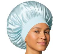 Kitsch XL Satin Bonnet for Sleeping - Softer Than Silk Hair Bonnet For Women - Secure Fit, Adjustable Night Cap For Curly & Textured Hair - Prevents Breakage, Tangles & Thinning- Haze Blue