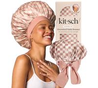 Kitsch XL Satin Bonnet for Sleeping, Softer Than Silk - Terracotta Checker