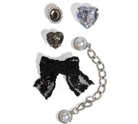 KitschPop™Charm Sets - Interchangeable Charms For Hair Clips, Hair Brushes | Durable Assorted Cute Charms | Compatible with KitschPop™Hair Accessories - Vintage Black, 6pcs