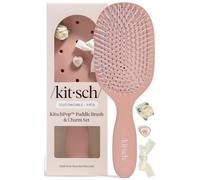 KitschPop™Paddle Hair Brush, Customizable with KitschPop™Charms -Terracotta | Flexible Bristles Paddle Brush for Less Breakage, Scalp-Stimulating Detangler Hairbrush for Wet & Dry Hair