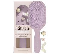KitschPop™Paddle Hair Brush, Customizable with KitschPop™Charms - Violet | Flexible Bristles Paddle Brush for Less Breakage, Scalp-Stimulating Detangler Hairbrush for Wet & Dry Hair