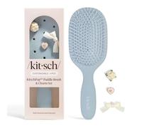 KitschPop™ Paddle Hairbrush for Women - Flexible Bristles Paddle Brush for Less Breakage, Scalp-Stimulating Detangler Hair Brush for Wet & Dry Hair, Customizable with KitschPop™ Charms - Haze Blue
