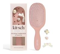 KitschPop™ Paddle Hairbrush for Women - Flexible Bristles Paddle Brush for Less Breakage, Scalp-Stimulating Detangler Hair Brush for Wet & Dry Hair, Customizable with KitschPop™ Charms - Terracotta