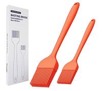 KitsKap Silicone Basting Brush 2 Pcs Pastry Brush for Oil, BBQ, Grill, Sauce Baking Cooking, Dishwasher Safe (Orange)