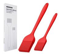 KitsKap Silicone Basting Brush 2 Pcs Pastry Brush for Oil, BBQ, Grill, Sauce Baking Cooking, Dishwasher Safe (Red)