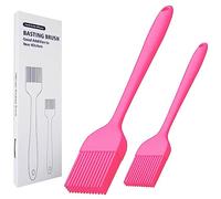 KitsKap Silicone Basting Brush 2 Pcs Pastry Brush for Oil, BBQ, Grill, Sauce Baking Cooking, Dishwasher Safe (Pink)