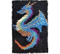 KitsMaster Latch Hook Kits for Adults & Beginners-Complete DIY Craft Kit, Includes Pre-Printed Canvas, Yarns, Tool, Number Chart (Size 23.6" X 15.8") (Mystic Dragon)