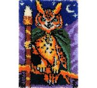 KitsMaster Owl Wizard Latch Hook Kit - Pre-Printed Canvas, Color-Coded Yarn, Starry Night Rug Craft for Adults & Beginners, 23.6''x15.8'' (Whimsical Forest Watcher)