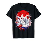 Kitsune 9 Tailed Fox Japanese Anime Mythical Art Tee T-Shirt