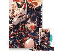 Kitsune Anime Girl Jigsaws 1000 Pieces for Teenagers Mind Workout Smooth Joint Home Fun Birthday Idea (50x75cm)