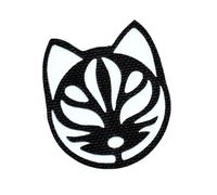 Kitsune Fox Mask Morale Patch - Japanese Laser Cut Design with Hook Backing - Black - 1.25" x 1"