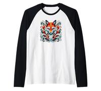 Kitsune Fox | Mystic Japanese Art Aesthetic Raglan Baseball Tee