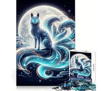 Kitsune Fox Neon Japan Jigsaws 1000 Pieces for Adults DIY Fun Clean Connection Pattern Build (50x75cm)