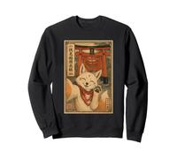 Kitsune Fox Selfie at Fushimi Inari Cute Sumi-e japanese Art Sweatshirt