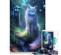 Kitsune Fox White Neon Jigsaw 1000 Pieces for Teenagers Home Fun Skill Play Family Activity Table Accent (38x26cm)