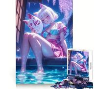 Kitsune Girl by The Water Puzzles for Teenagers 1000 Pieces Logic Build Anxiety Relief Fun Challenge Art Display (50x75cm)