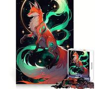 Kitsune Japanese Fox Neon 1000 Piece Jigsaw Puzzles for Adults Recall Boost Smooth Thick Real Challenge Wall Accent (38x26cm)