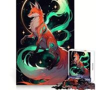 Kitsune Japanese Fox Neon 1000 Pieces Jigsaw Puzzles for Adults Cozy Fun Clear Hue Family Game Xmas Santa Gift (38x52cm)