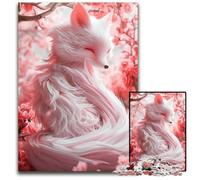 Kitsune Japanese Fox Puzzles 1000 Pieces for Adults paper Jigsaw Puzzles Home Decor Brain Teaser Game for TeenagersFamily Interaction 1000 PCS(38x26cm)
