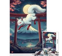 Kitsune Leaping through Torii Gate Jigsaw Puzzles 1000 Pieces for Adults Peaceful Calm Stress Relief Mindful Peaceful Leisure Game (50X75cm)
