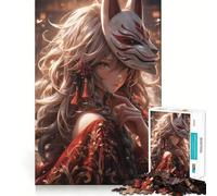 Kitsune Mask Anime Girl 1000 Piece Jigsaws for Adults Puzzle Logic Workout Precise Connection Home Play (50x75cm)