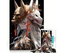Kitsune Mask Anime Girl Jigsaws 1000 Pieces for Adults DIY Fun Clean Connection Pattern Build (38x52cm)