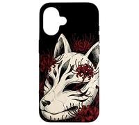 Kitsune Mask Fox Spirit Red Spider Lily Flower Yokai Art Case for iPhone 16