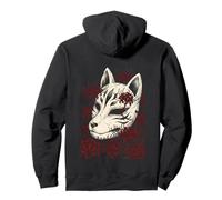 Kitsune Mask Fox Spirit Red Spider Lily Flower Yokai Art Pullover Hoodie