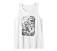 Kitsune Nine Tailed Fox Sacred Spirit Line Art Tank Top
