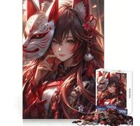 Kitsune Samurai Girl 1000 Piece Jigsaw Puzzle for Adults Stress Relief Play Anxiety Relief Hard Challenge Wall Art (38x26cm)