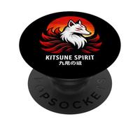 Kitsune Spirit - Japanese Fox Mask Sunset PopSockets Adhesive PopGrip