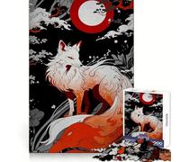 Kitsune Under The Moon 1000 Pieces Jigsaws Adults Puzzles Gifts Mind Workout Stress Less Home Activity Home Accent (50x75cm)