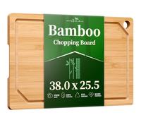Kitsure Bamboo Chopping Board - Multi-Size Wooden Chopping Boards for Kitchen, 38.0 x 25.5 cm, Kitchen Essentials with Deep Juice Grooves, Cutting Board for Prep & Serving, Large, Natural