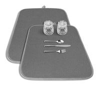 Kitsure Dish Drying Mat - 2-Pack Washable Microfiber Drying Mat for Kitchen Counter, 3-Layer Ultra Absorbent Pad with a Hanging Hook, 19.4" x 14", Dark Grey